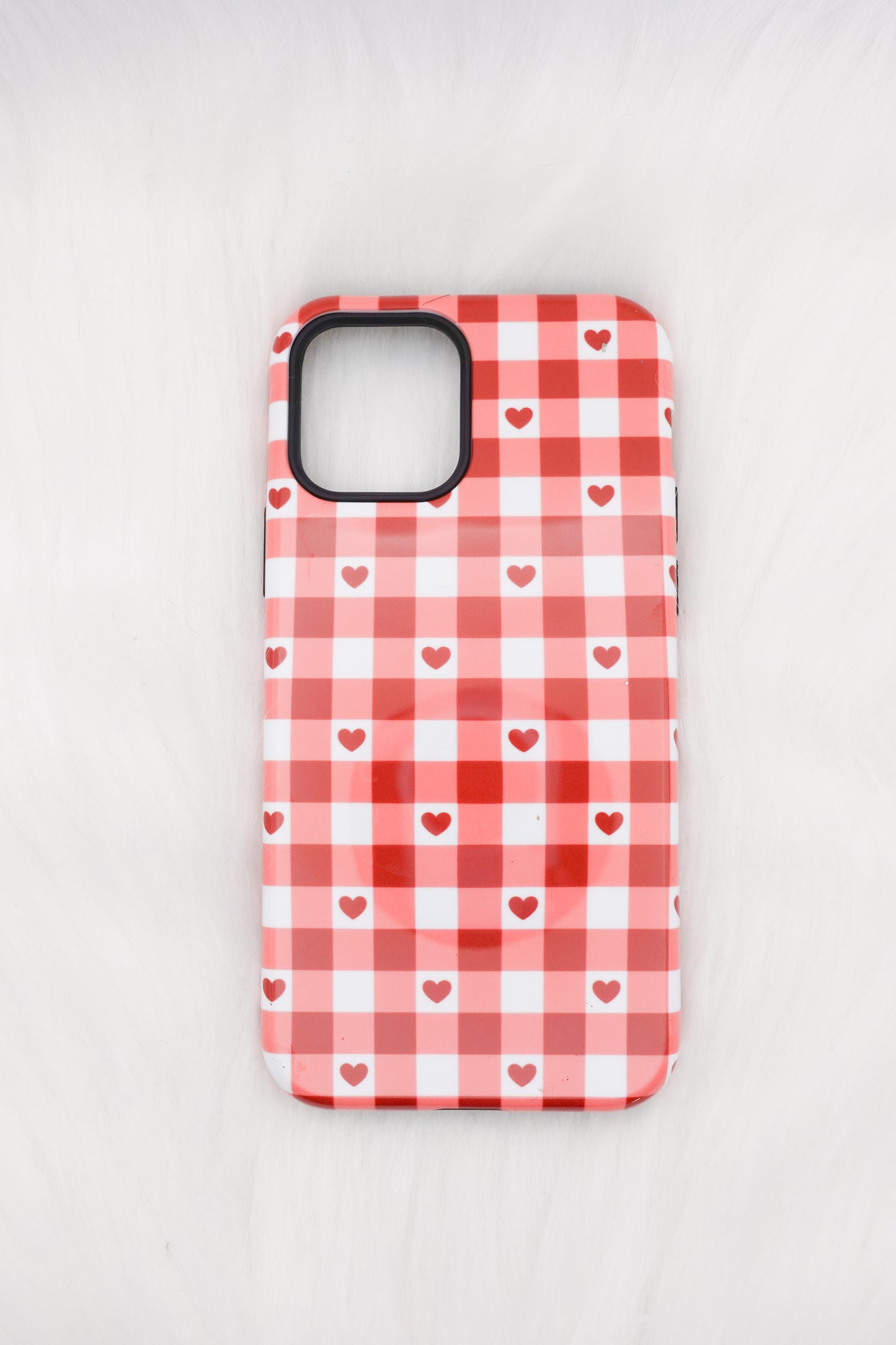 Heart Checker Print Phone Case