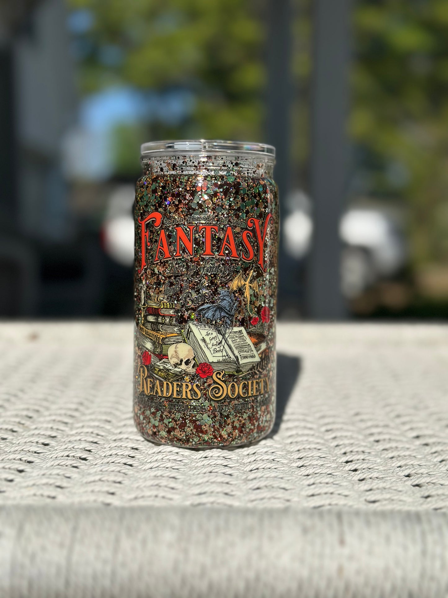 Fantasy Reader Society Glass Can