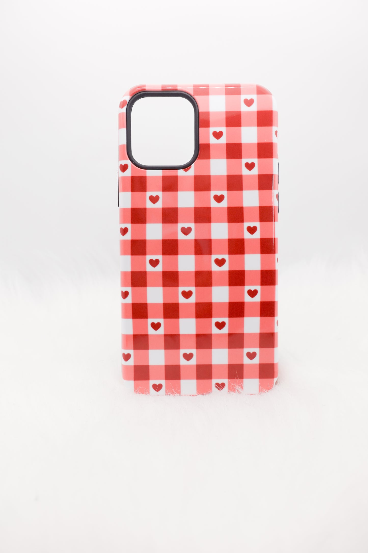 Heart Checker Print Phone Case