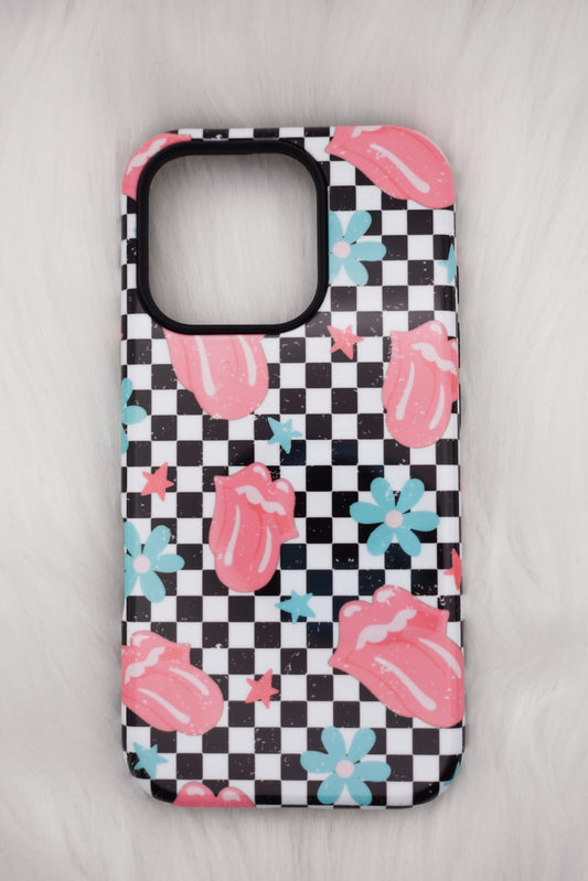 Checkered tongue phone case