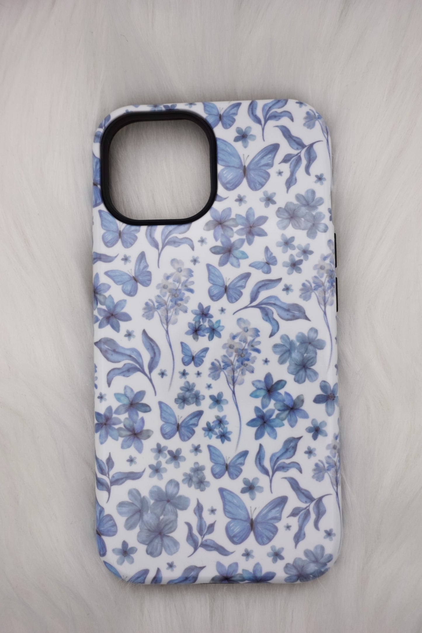 Blue Butterfly and Flower Phone Case